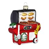 Inge-glas Christbaumschmuck Glas 9cm BBQ Gasgrill mit Glitzer...