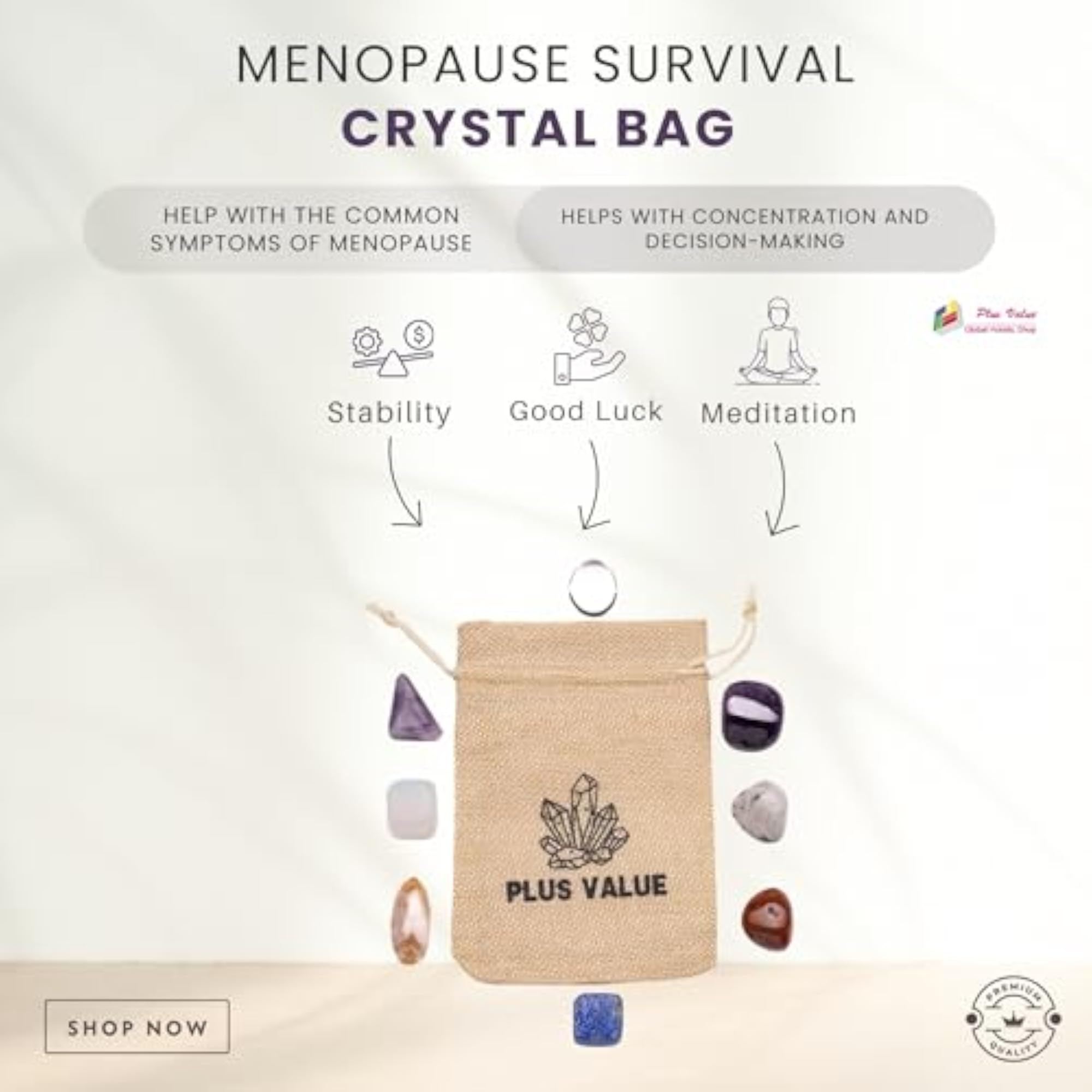 Menopause Survival Reiki Healing Crystal Bag