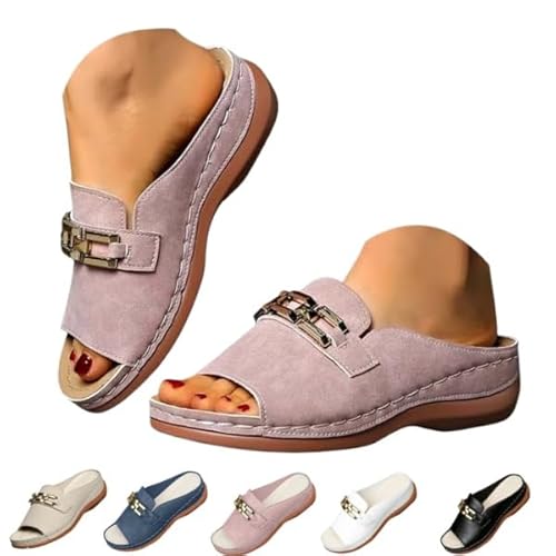 Women's Orthopedic Platform Wedge Sandals With Arch Support Comfortable Low Heel Wide Width Womens Summer Slippers ? (pink,26.0 