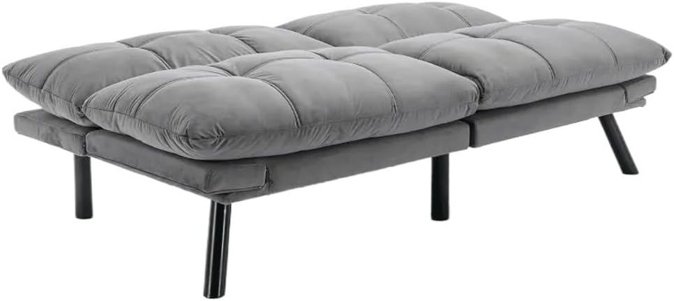 Convertible Sleeper Sofa Bed with Adjustable Backrests and Folding Armrest Folding Futon Couch Sleeper