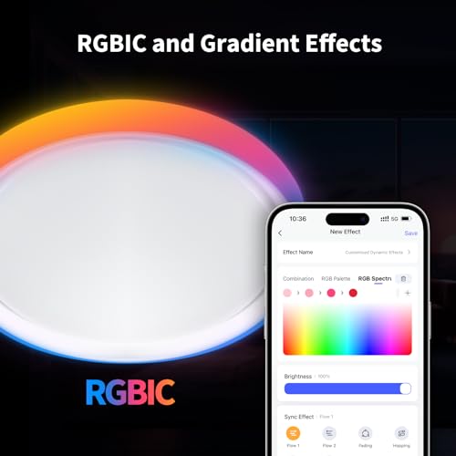 Aqara LED Ceiling Light T1M,Matter Over Bridge,Requires Zigbee 3.0 HUB,RGB+IC with Gradient Effects and 16 Million Colors,40W 3450lm,2700-6500K Tunable White,Supports HomeKit,Alexa and IFTTT by Aqara - Image 4