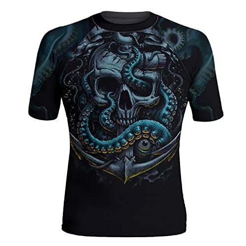 Octopus Compression Short Sleeves Baselayer Skins Performance Fit Rash Guard MMA BJJ Soft Rash Guard Workout2