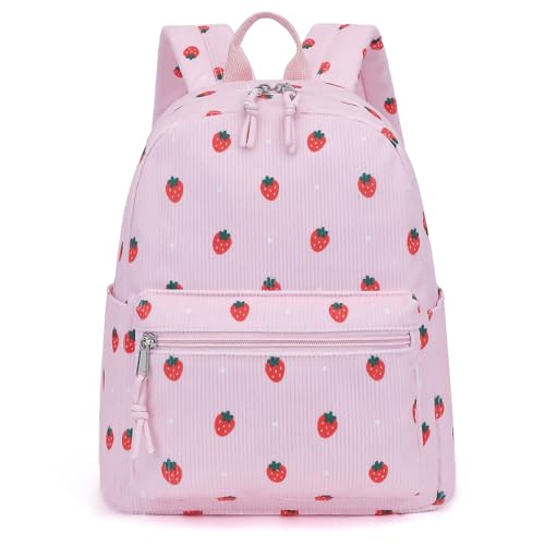 Image of Corduroy Womens Mini Backpack Girls Small Backpack Purse Fashion Casual Daypack School Bookbag (Strawberry Pink)