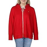 Tommy Hilfiger Women's French Terry Zip Hoodie Sweatshirt (Standard and Plus), Scarlet, 1X