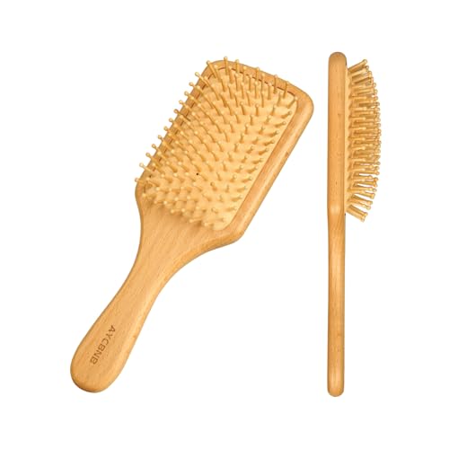 Wood Bristle Hair Brush for Detangling Scalp Massage &