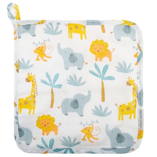 Image of Stephen Joseph Baby Muslin Hooded Towel with Washcloth, Zoo