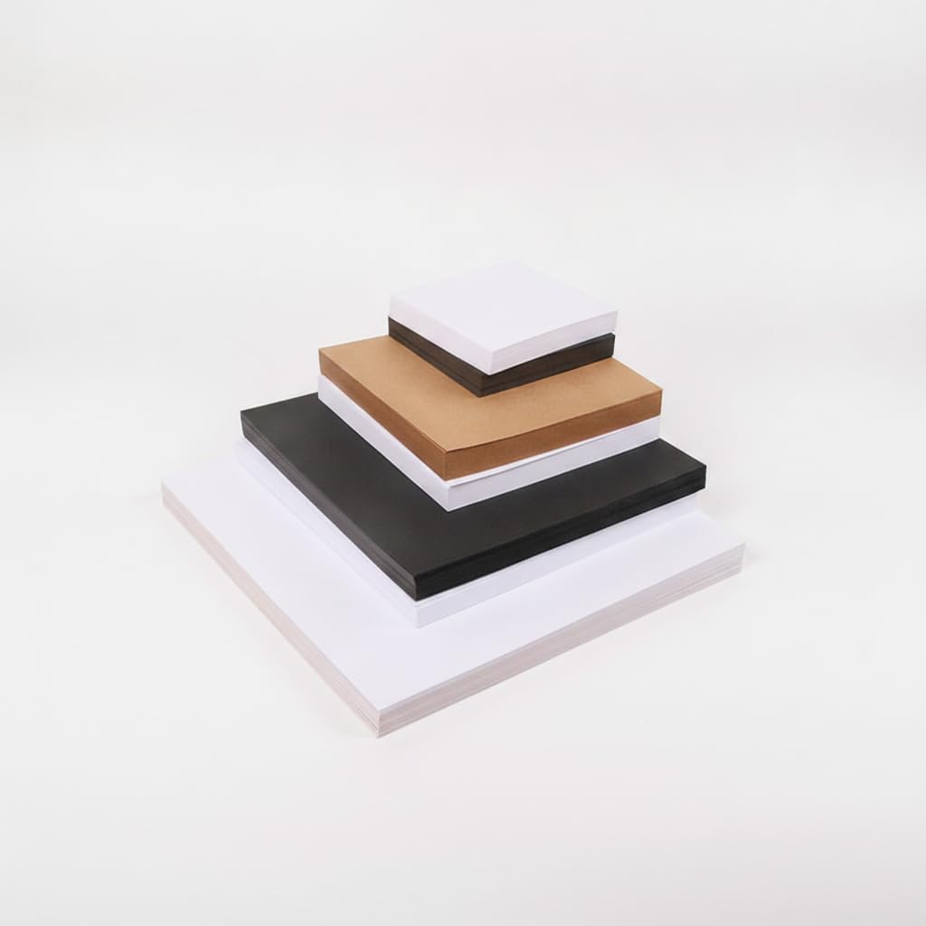 Foglio da Disegno Quadrato 50 Unità 250g per Illustrazioni Calligrafia Adatta per Laboratori Artistici E Corsi, Nero, 38cm