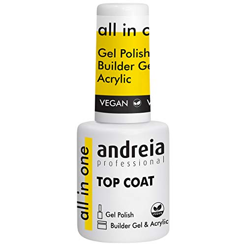 Andreia Professional Gel Polish Top Coat Semipermanente, Laca de Uñas Profesional con Textura Fina y Autonivelante | Esmalte Uñas Secado Rapido con Lampara UV y LED - 10.5 ml