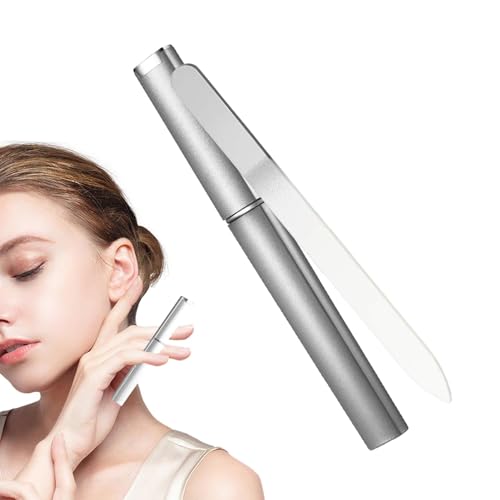 エッチングガラスクリスタルネイルファイル(ケース付き) - ケース付きガラスネイルファイル、プロフェッショナルポータブルネイルケアツール |両面爪やすり、キューティクルプッシャー、マニキュアペディキュアギフト、5.51x0.47x0.12インチ