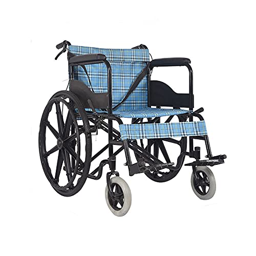 YDYBY Silla de Ruedas ortopédica de tránsito, para minuválidos y Ancianos Plegable Aluminio Freno en manetas reposapiés reposabrazos Silla de Ruedas de Viaje