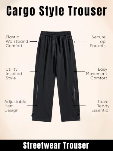 Image of GRECIILOOKS Joggers Cargo For Men |Men's Lightweight Summer Cargo Jogger Pants - Loose Fit Streetwear Trousers with Zipper Pocket, Casual Athletic Wide Leg Track Pants for Outdoor, Travel & Everyday Wear