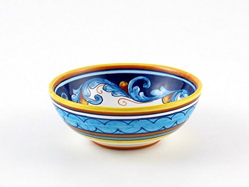 Eugenio Ricciarelli Hand Painted Italian Ceramic 6.3-inch Cereal Bowl Geometrico S12 - Handmade in Deruta