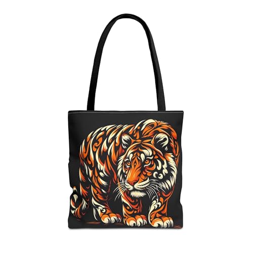 Premium Orange and Black Camouflage Tiger Tote Bag with Reinforced Stitching