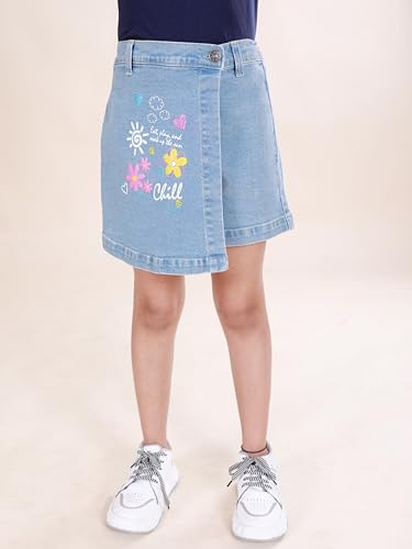 Image of KiddoPanti Girls Denim Over Lap Shorts