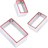 3 Pcs Rectangle Cookie Cutter Set, Food-Grade Stainless Steel, Large Biscuit Cutter, Sandwich Cutter Shapes for Kids, 3