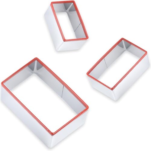 3 Pcs Rectangle Cookie Cutter Set, Food-Grade Stainless Steel, Large Biscuit Cutter, Sandwich Cutter Shapes for Kids, 3