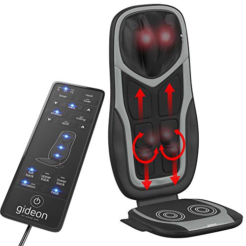 Gideon Shiatsu Massage Chair Cushion with Six Programs and Heat Deep Kneading Back Massager for Car, Home Office