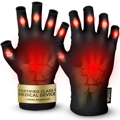 iMedic Arthritis Gloves for Men & Women - Class 1 Medical Device - MHRA Registered – Medium Fingerless Compression Gloves for Everyday Use – Relieve Arthritis Pain & Improve Mobility - Black
