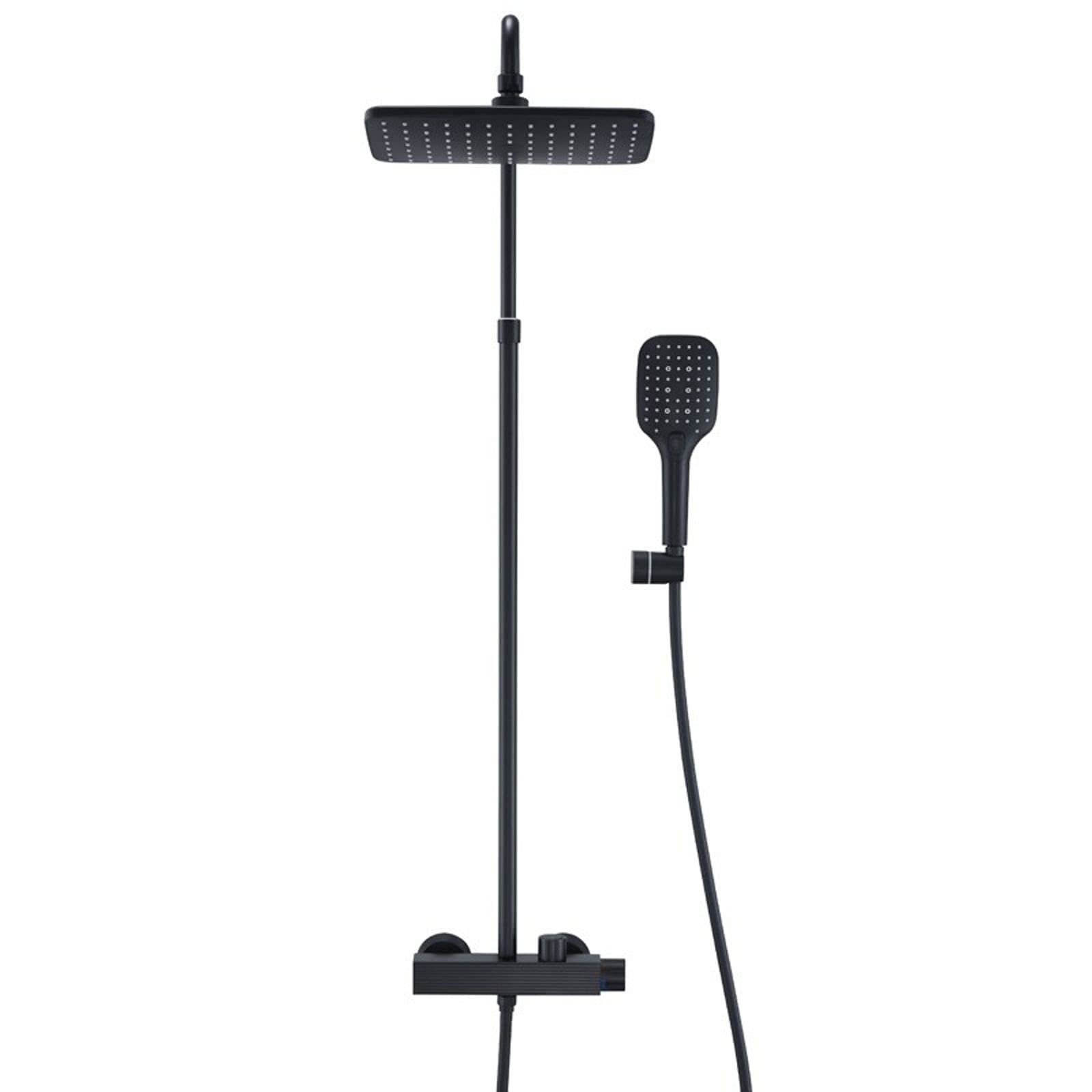 NGDFGR Shower With Tub Spout Shower Faucet Set Wall-Mounted Shower Combo Set With Handheld Sprayer And Rectangle Rain Shower Head Tub And Shower Trim Kit,Black