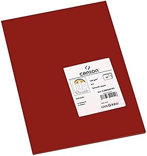 Canson Iris Vivaldi, Papel de dibujo de color, Suave, 185gsm, Hoja, A3-29,7x42cm, Rojo oscuro