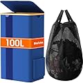 BlissTotes 100L Bamboo Laundry Hamper with Lid, Breathable Mesh Bag & Window, Portable, Moisture Resistant, Blue