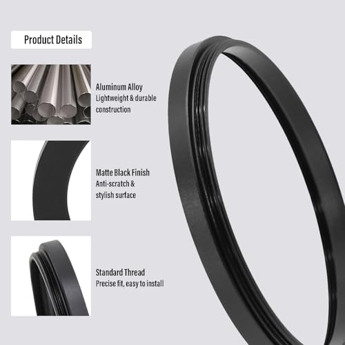 Adaptador de anillo reductor 55-49 mm, rosca macho de 55 mm para lente y rosca hembra de 49 mm para filtro, anillo adaptador para filtro reductor para instalar filtros ND, CPL y UV de 49 mm en lentes de 55 mm miniatura 3