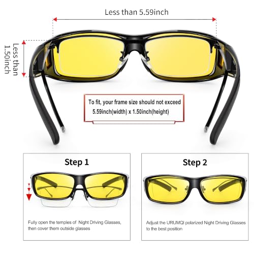 Image of URUMQI Night Vision Driving Glasses Fit Over Eyeglasses for Men Women