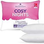 Slumberdown Cosy Nights Bed Pillows 2 Pack Non-Allergenic Ultra Soft Front & Back Sleeper Pillows - Soft Touch Breathable Cover, Made in the UK & Washable, Packaging May Vary (48 x 74cm)