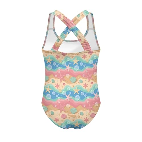 Image of Girls One Piece Swimsuit 3D Sequin Glitter Cross Back Quick Dry Sparkly Bathing Suit for Beach Pool 5-14Y