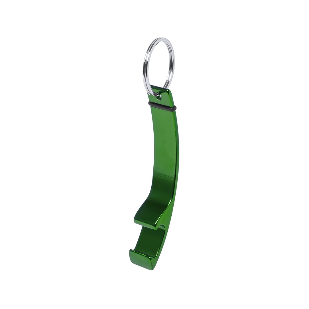 eBuyGB Metal Bottle Opener Keyring, Colourful Aluminium Beer Opener Keychain, Green