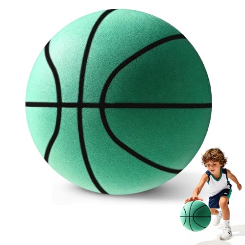 Piashow Silent - Palla da basket rimbalzante silenziosa, in schiuma, per allenamento, leggera, per dribbling silenzioso e allenamento al chiuso, 24 cm (verde)