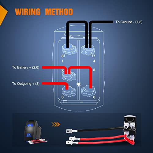 Nilight Side Lights Rocker Switch Led Light Bar Switch 5Pin Laser On Off Spst Switches 20A/12V 10A/24V Switch Blue With Jumper Wires Set For Cars Trucks Rvs,2 Years Warranty #TOP4