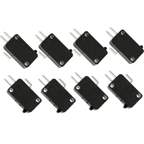 8 Pack KW7-0 Micro Contact Switch, Microwave Push Button Compatible with Air Fryer XL, Power XL, Vortex, Microswitches for Microwave Oven & Induction Cooker, Normally Open, 16A 125V-250V 2Pins