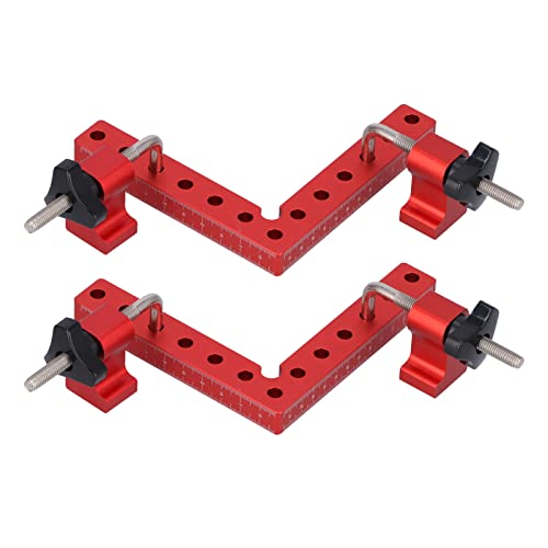 90° Positioning Square Set, Woodworking Right Angle Fixture, Aluminum Alloy Material, Metric Imperial Measurement, Includes Positioning Blocks and Screw Rods, for Accurate Woodwo (140mm)