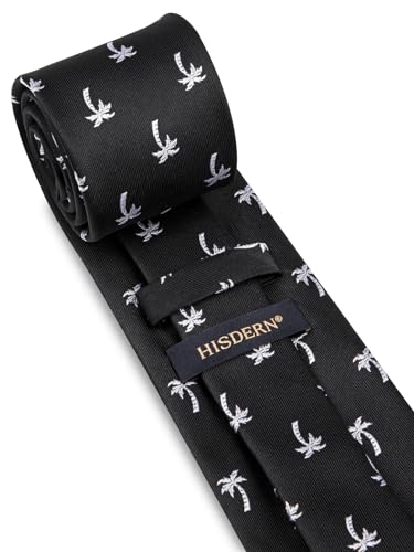 Image of HISDERN Ties for Men Classic Animal Tie and Pocket Square Set Jacquard Woven Silk Neckties Handkerchief Wedding Party