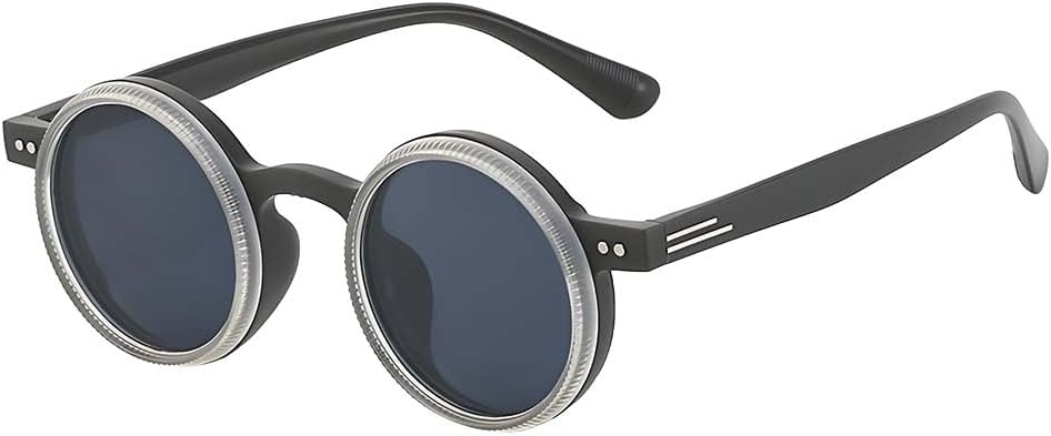 Moonboat Adjustable Tint Rounded Polarized Lenses Retro Sunglasses, Round Fashion Mirrored Single Lens, for Driving & Beach