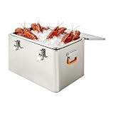 Frigo da 65 l, in acciaio inox, isolato, con coperchio, per campeggio e consegna