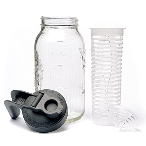 County Line Kitchen Glass Water Infuser Pitcher To Infuse Fruit, Juice & Teas - Easy Clean Pitchers W/Lid & Handle For Hot/Cold Beverages & Ice Tea - 2Qt (64Oz/1.9Liter) Durable Mason Jar #TOP1