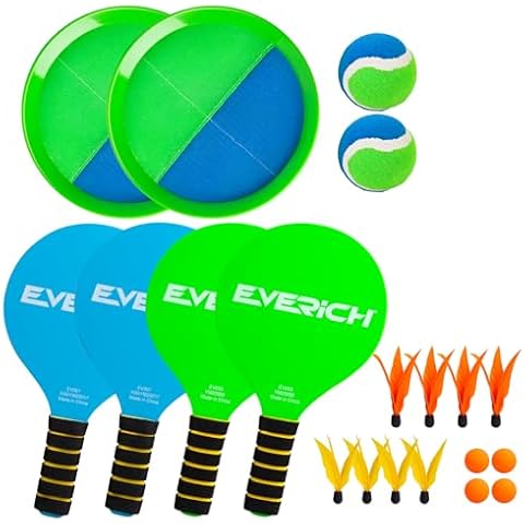 EVERICH TOY Beach Toys for Outdoor Games for Kids Ages 3-10, Yard Lawn Ball Catch Games Paddle Toss-Upgraded Version Game for Family, Boys and Girls Gifts (2 Rackets, 2Balls, 1 Bag) Cover