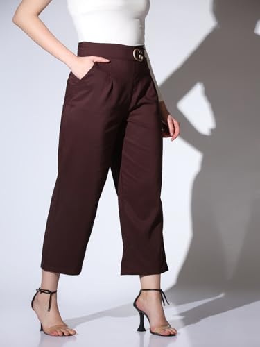 Image of Leriya Fashion Women's Ankle Fit High Rise Trousers High-Waisted Pant| Korean Trousers