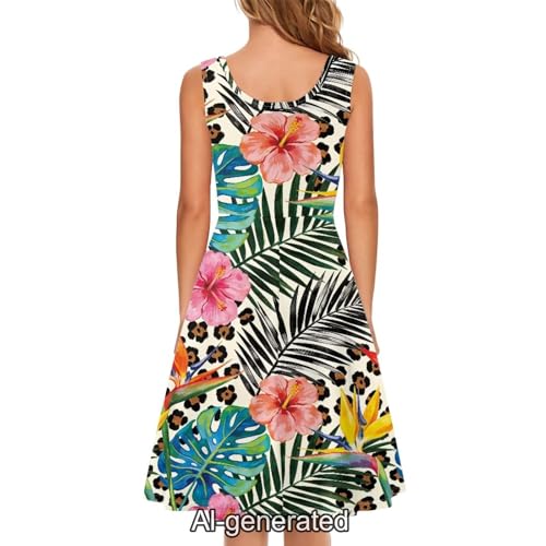 Image of Dreaweet Casual Sleeveless Dresses for Women Girls, Round Neck Tank Dresses with Pockets Summer Sundress Size XS-4XL