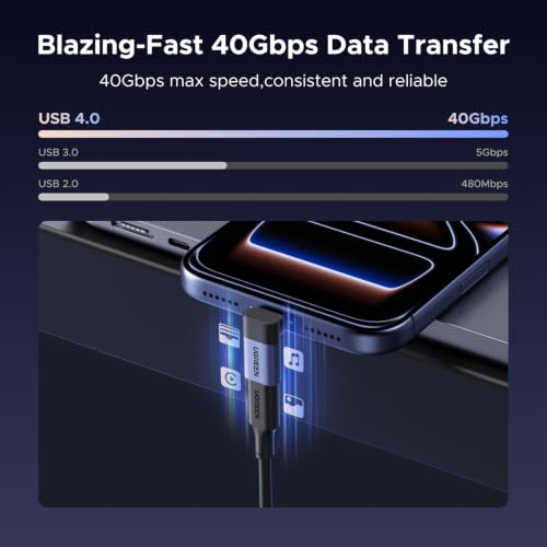 Image of UGREEN 90 Degree USB C Adapter 3 Pack, 40Gbps Data Transfer OTG Converter