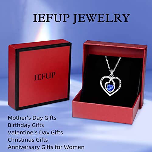 925 Sterling Silver Love Heart Necklaces For Women, Rose Heart Pendant September Birthstone Sapphire Necklace Valentine Mothers Day Birthday Gifts For Mom Grandma Sister Best Friends From Daughter Son #TOP6