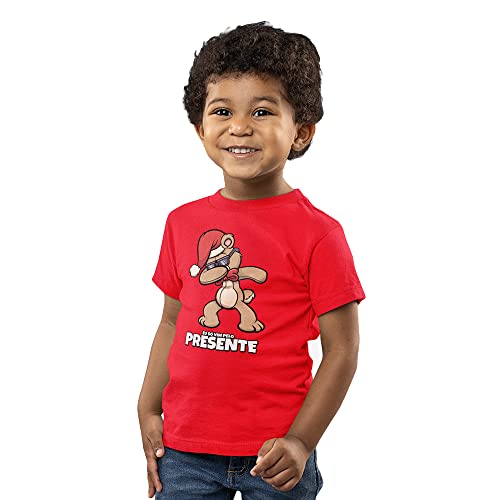 Camiseta Infantil Menino Menina Vim Pelo Presente Natal Urso Tamanho:8;Cor:Vermelho