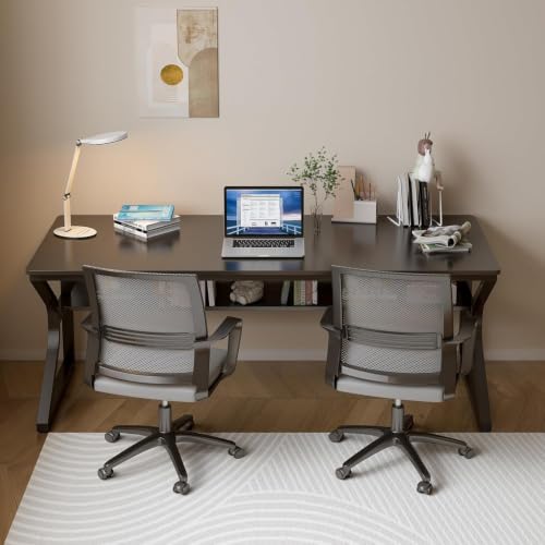 Image of TEKAVO Kynes Computer Table for Home Pc | Office Table for Home with Lower Shelf, Laptop Table, Work Table, Study Table, Modern Workstation | Black Wood, Metal, (160 Cm x 60 Cm x 75 Cm) - DIY