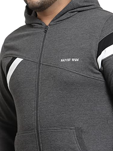 Image of Kalt Men Full Sleeves Zipper Fleece Striped Hoodie