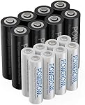 AA AAA Rechargeable Batteries POWEROWL, Pre-Charged High Capacity 2800mAh & 1000mAh 1.2V NiMH Battery Low Self Discharge, Pack of 16