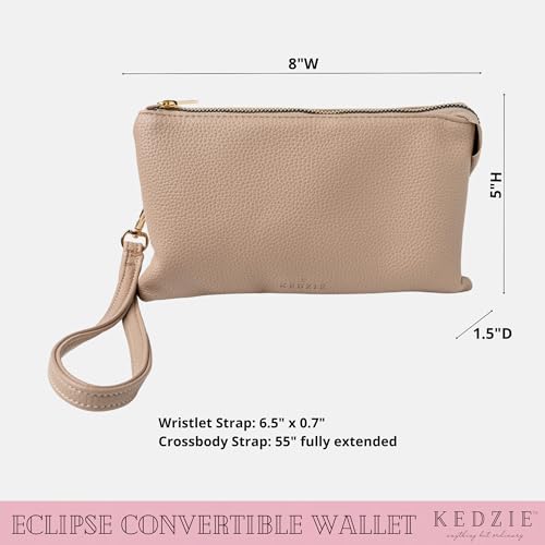 KEDZIE Eclipse Convertible Purse Wallet (Cream) & Interchangeable 2-Inch Bag Strap (Gilded)4