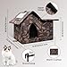 WHDPETS Katzenhütte Outdoor Winterfest Isoliert, Katzenhöhle für Draußen Katzenhütte Outdoor Winterfest Wasserdicht, Abnehmbarem Transparentem Vorhang (Braun)
