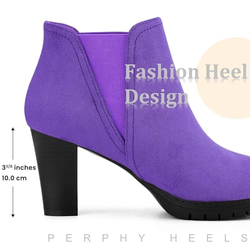 Perphy Chelsea Ankle Boots Lug Sole Elastic Platform Booties for Women4